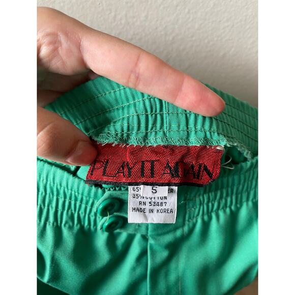 Play It Again Vintage Green Elastic-Waist Sport Trouser Shorts – Size Small - Picture 5 of 6